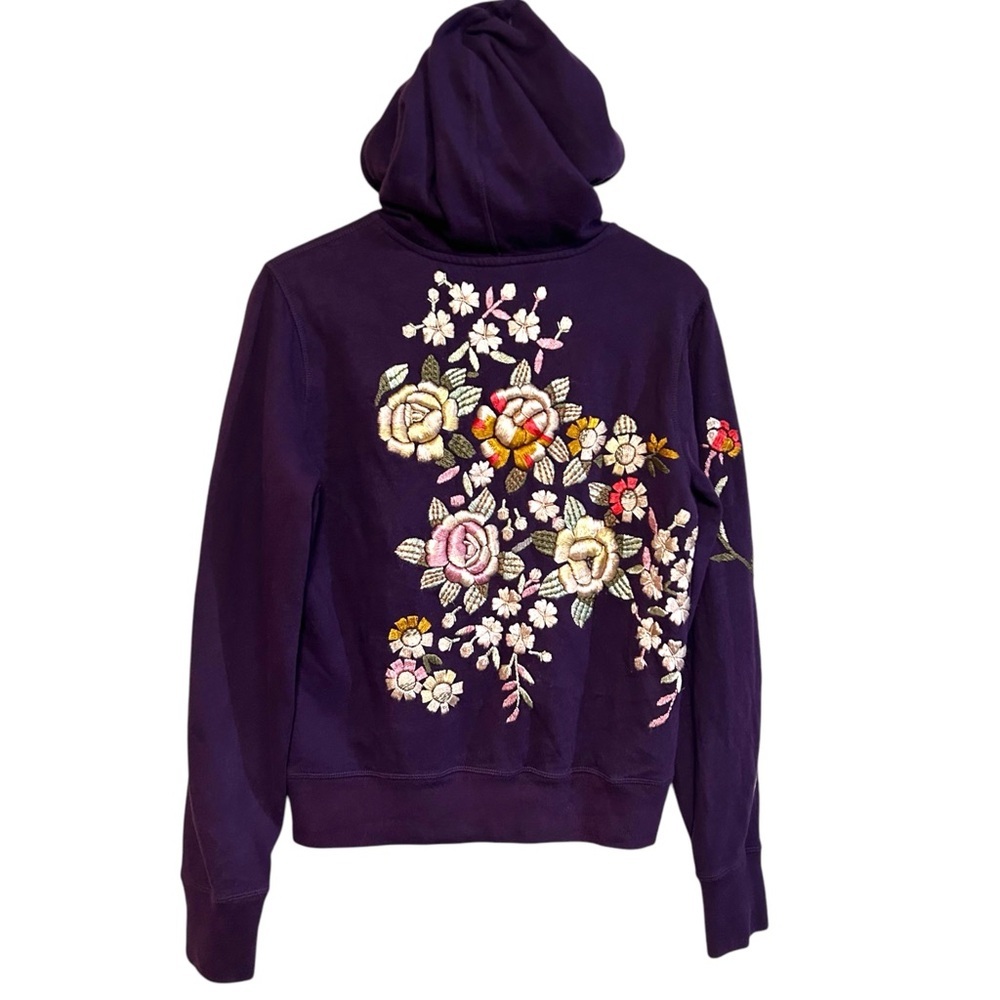 Y2K Lucky brand L zip up hoodie floral embroidered sweatshirt boho hippie 00s - Picture 15 of 16